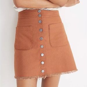 Madewell High-Waist Snap Skirt Burnt Siena - Size 14